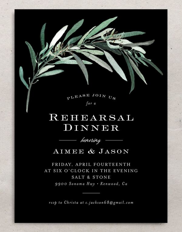 Painted Branch Rehearsal Dinner Invitations front in Midnight