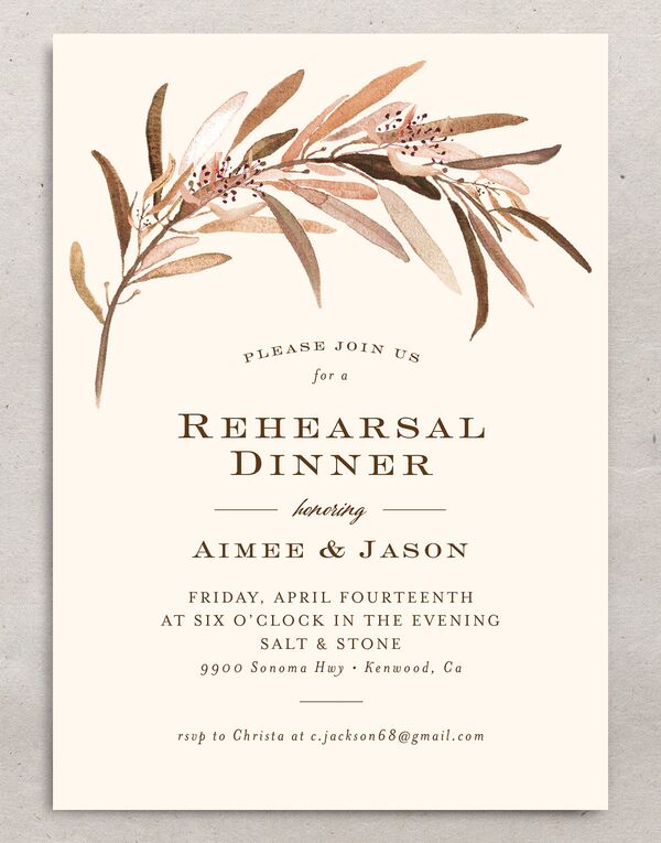 Painted Branch Rehearsal Dinner Invitations front in Brown
