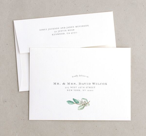 Painted Branch Rehearsal Dinner Invitation Envelopes front in Jewel Green