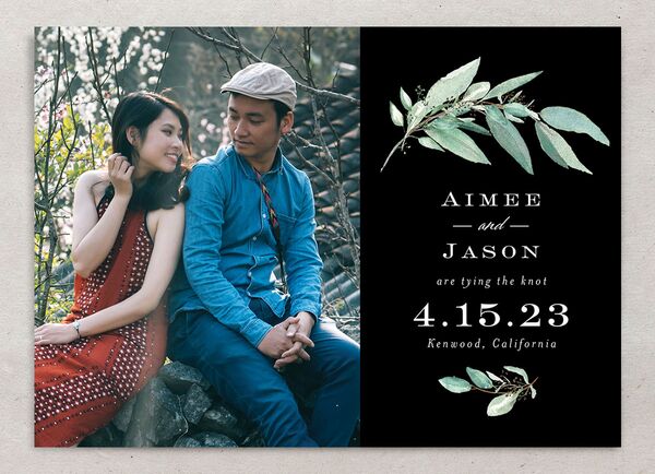 Painted Branch Save the Date Cards front in Midnight