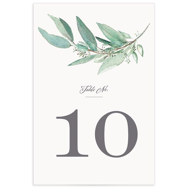 Painted Branch Table Numbers front in Jewel Green