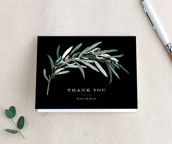 Painted Branch Thank You Cards front in Midnight