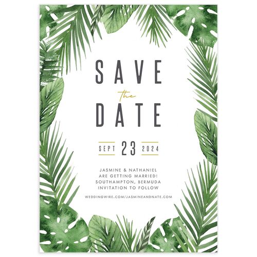 Exotic Greenery Save the Date Cards