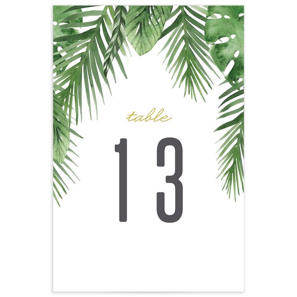 Exotic Greenery Table Numbers front in Jewel Green