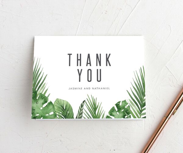 Exotic Greenery Thank You Cards front in Jewel Green