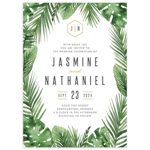 Exotic Greenery Wedding Invitations - Jewel Green