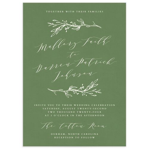 Rustic Elegance Wedding Invitations - Scottish Green