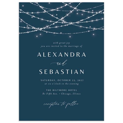 Elegant Lights Wedding Invitations - Moody Blue
