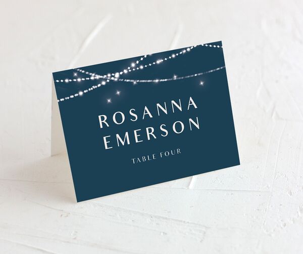 Hanging Lights Place Cards front in French Blue