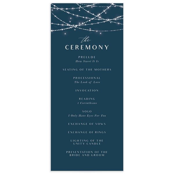 Hanging Lights Wedding Programs front in French Blue