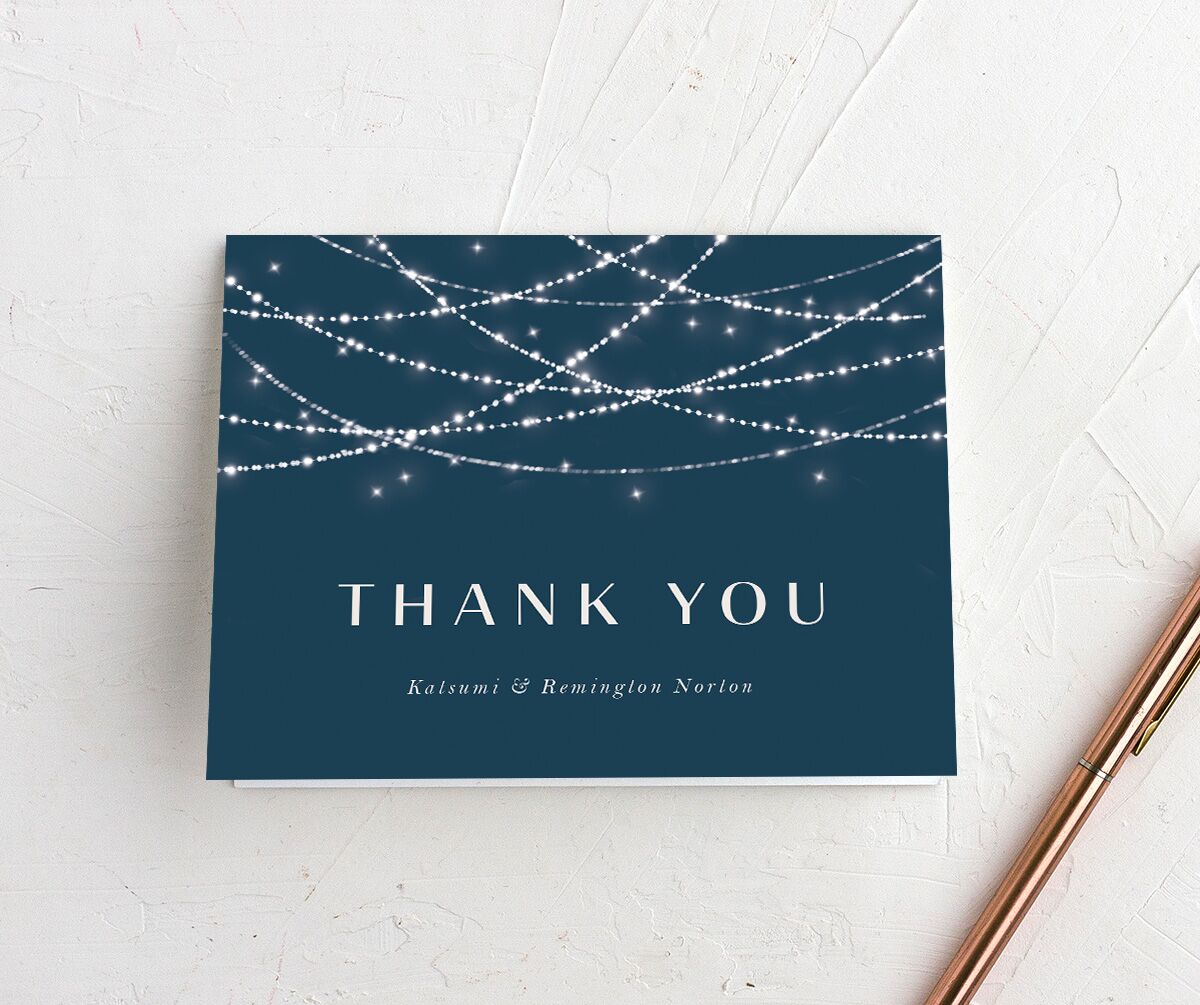 Hanging Lights Thank You Cards front in French Blue