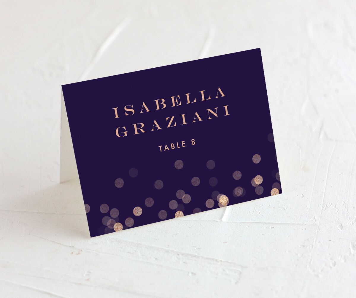 Confetti Glamour Place Cards front in Jewel Purple