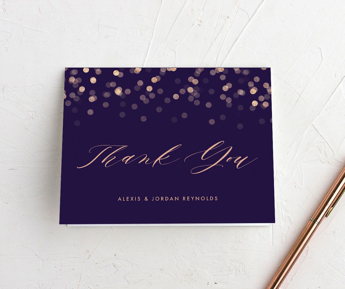 Confetti Glamour Thank You Cards front in Jewel Purple