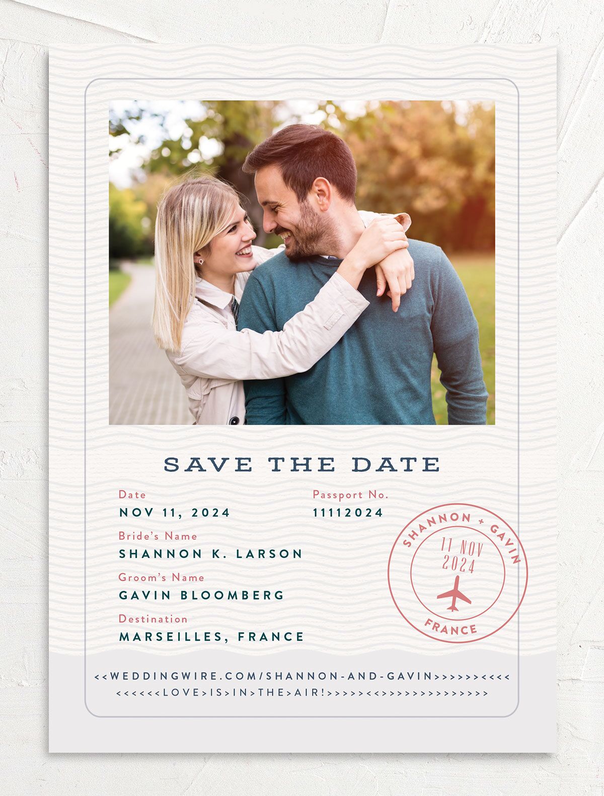 Vintage Passport Save The Date Cards back in French Blue