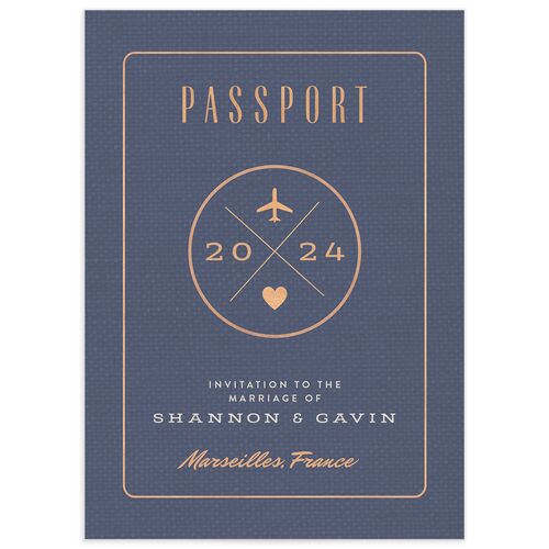 Vintage Passport Wedding Invitations - French Blue