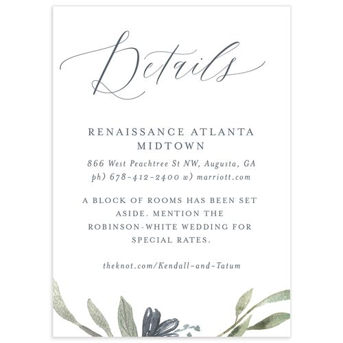 Muted Floral Wedding Enclosure Cards - Dusty Blue