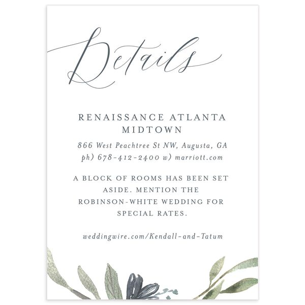 Breezy Botanical Wedding Enclosure Cards front in French Blue