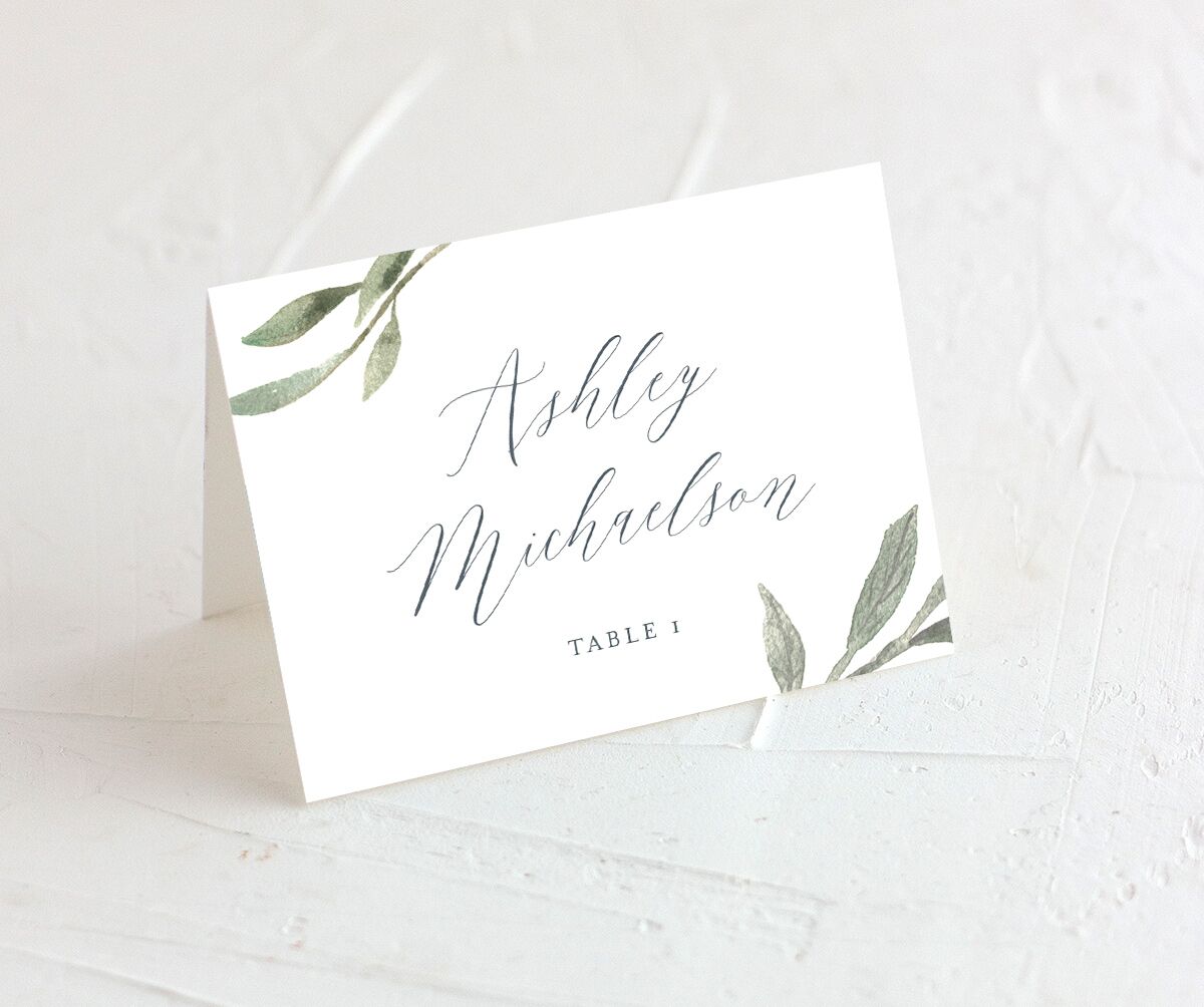 Breezy Botanical Place Cards front in French Blue