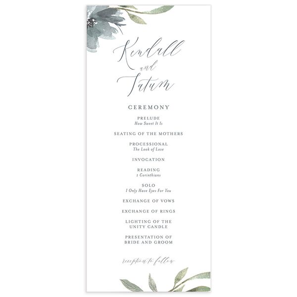 Breezy Botanical Wedding Programs front in French Blue