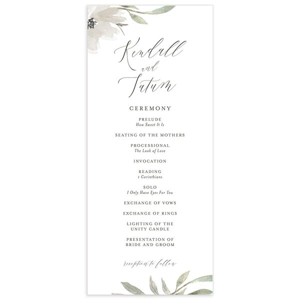 Breezy Botanical Wedding Programs front in White