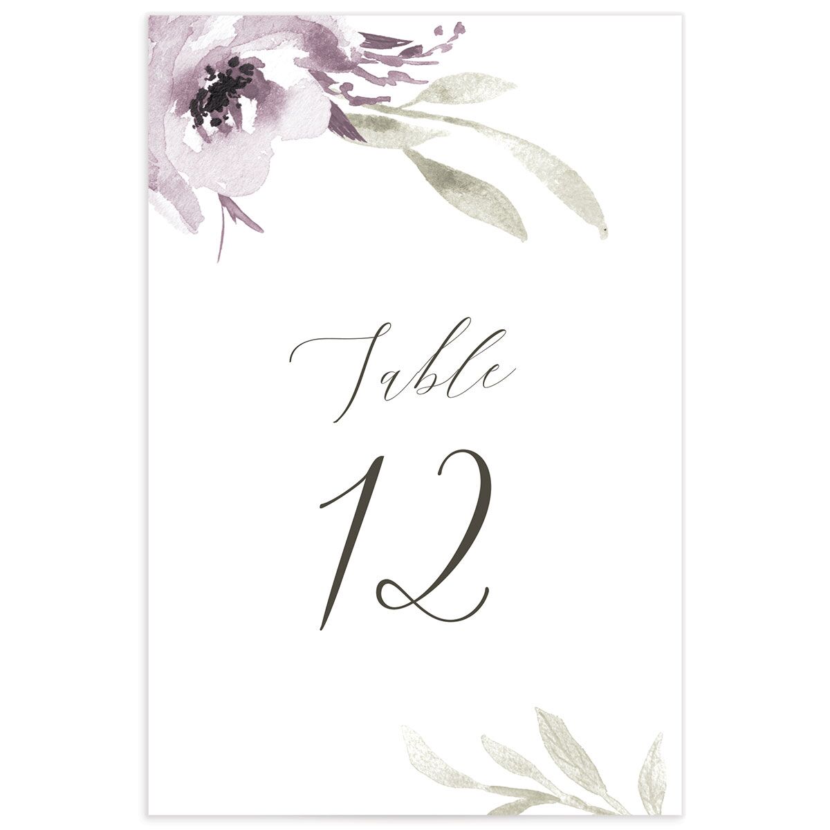 Breezy Botanical Table Numbers front in Jewel Purple