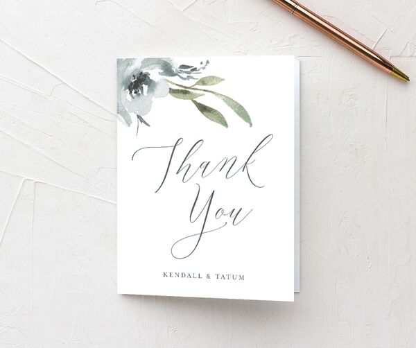 Breezy Botanical Thank You Cards front in French Blue