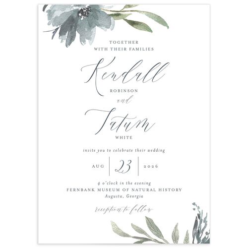Breezy Botanical Wedding Invitations - French Blue