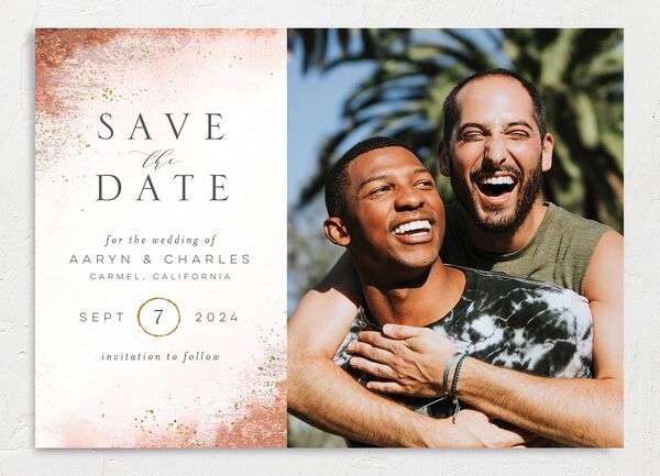 Natural Glamour Save the Date Cards front in Pumpkin