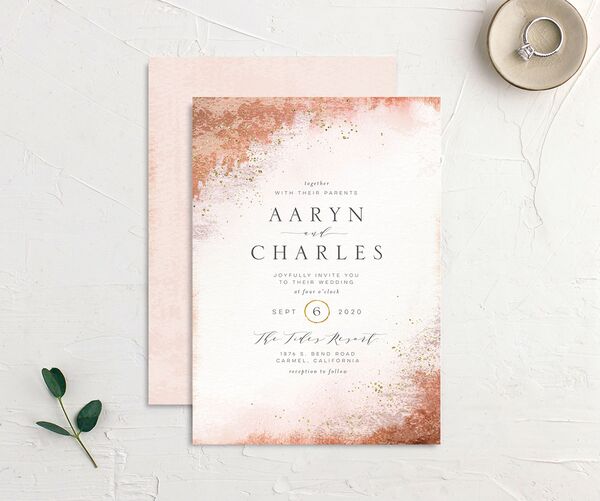 Natural Glamour Wedding Invitations front-and-back in Pumpkin