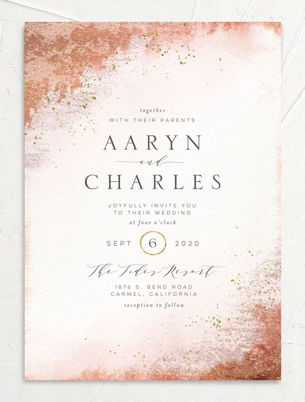 Natural Glamour Wedding Invitations front in Pumpkin