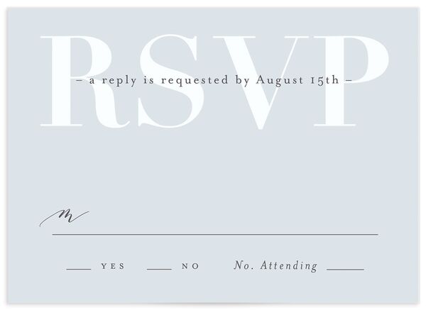Custom Monogram Wedding Response Cards front in French Blue