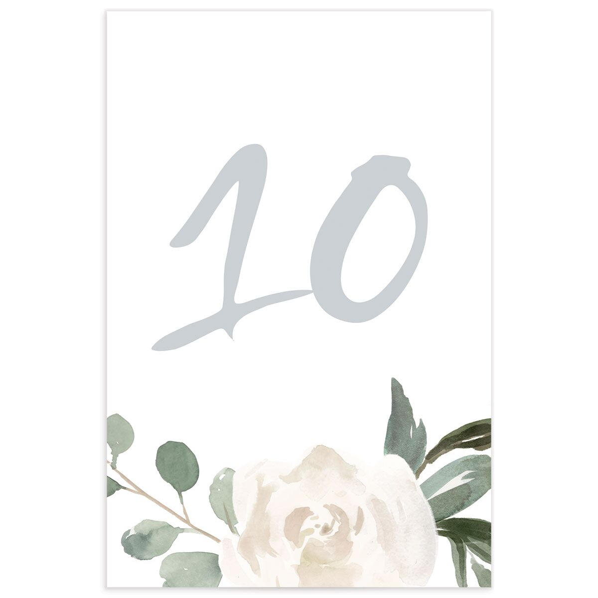 Rosy Calligraphy Table Numbers front in Pure White