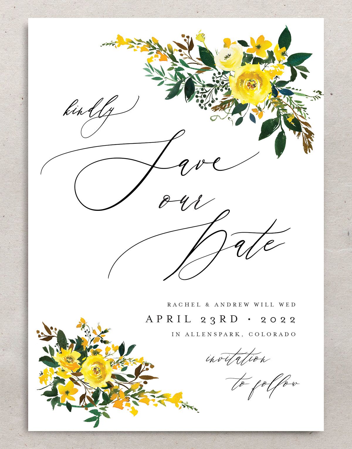 Brilliant Blooms Save the Date Cards front in Pure White
