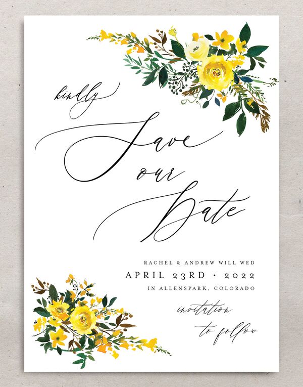 Brilliant Blooms Save the Date Cards front in Pure White
