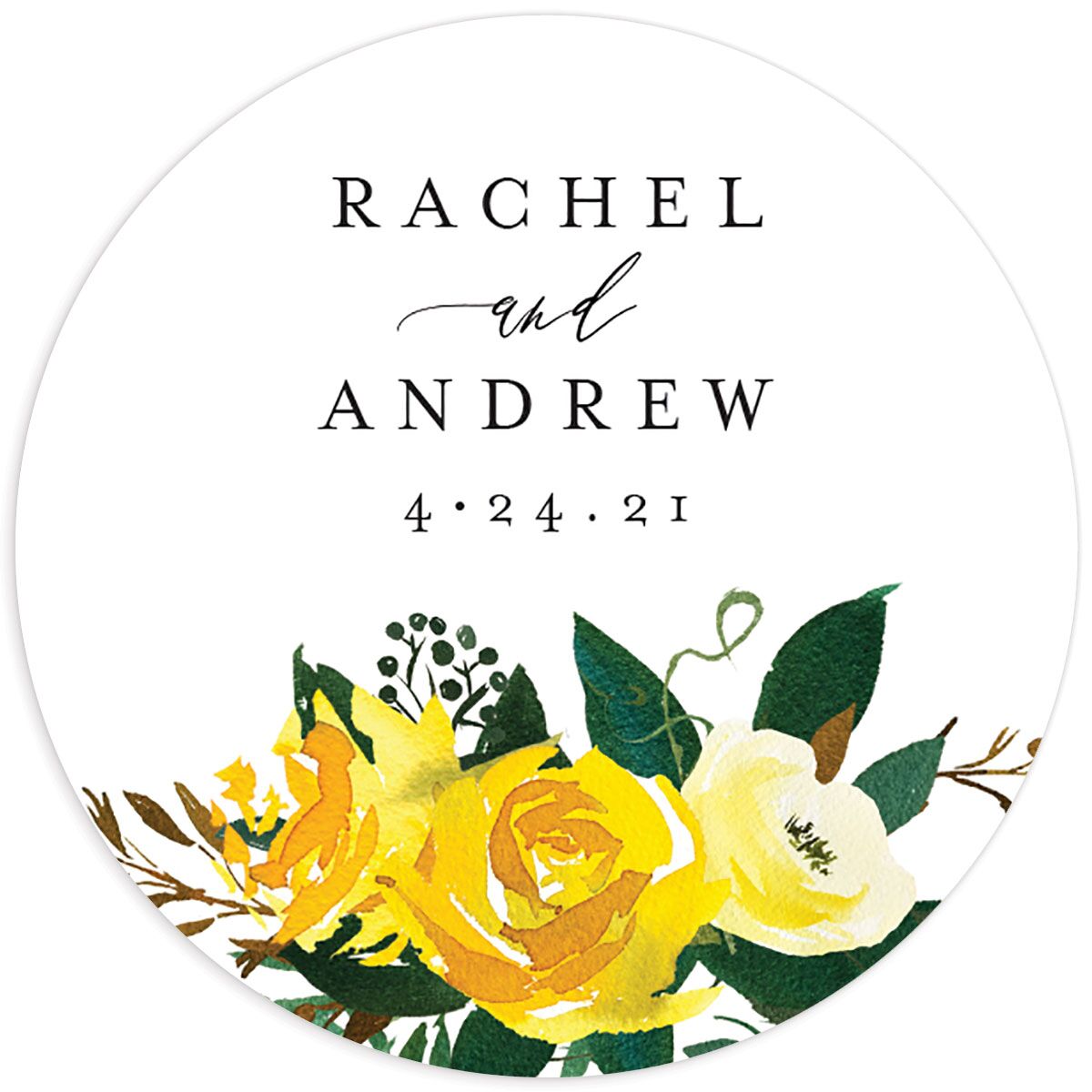 Brilliant Blooms Wedding Stickers front in Pure White