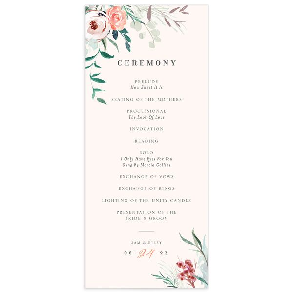 Elegant Wreath Wedding Programs front in Rose Pink