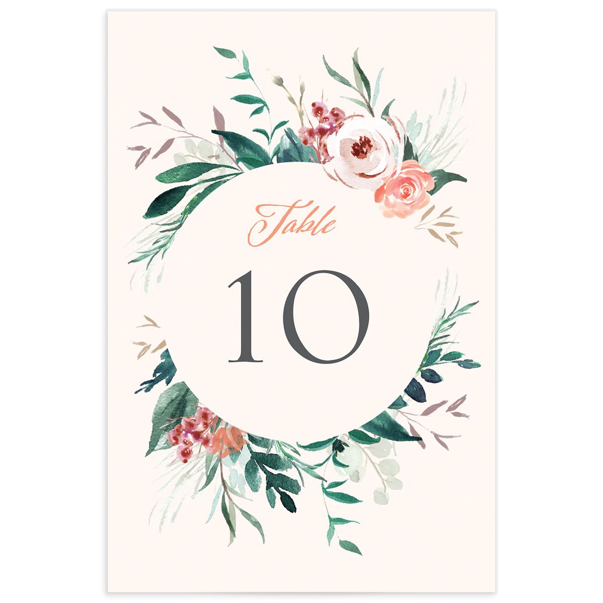 Elegant Wreath Table Numbers front in Rose Pink