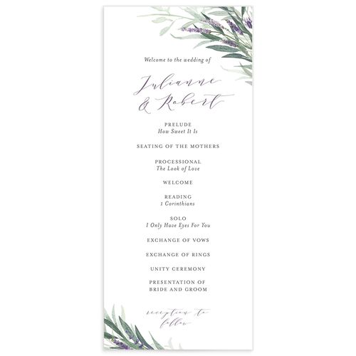 Lavender Sage Wedding Programs - Plum