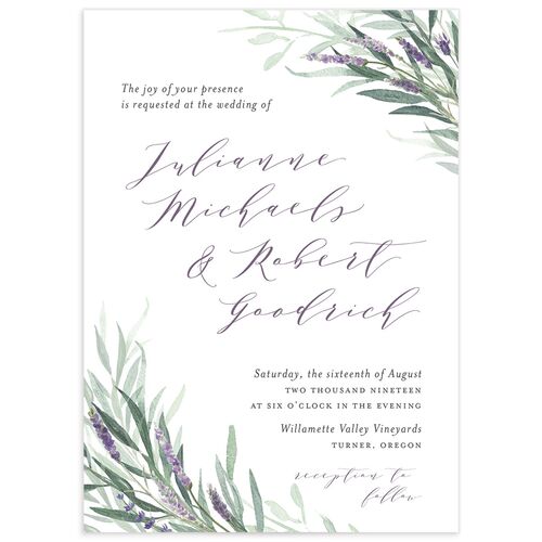 Herbal Romance Wedding Invitations - Jewel Purple