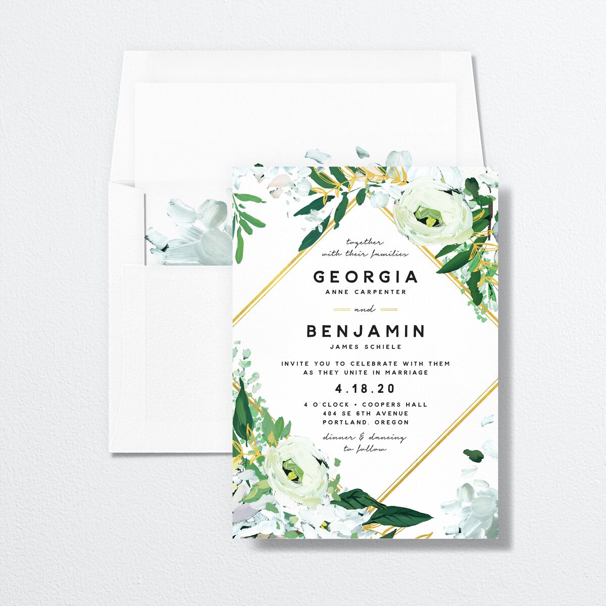 Vibrant Greenery Envelope Liners envelope-and-liner in Pure White