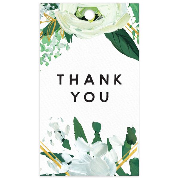 Vibrant Greenery Favor Gift Tags front in Pure White