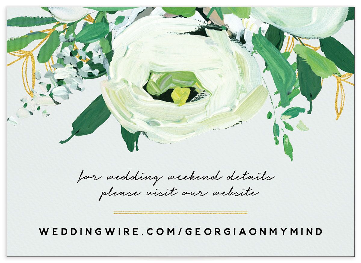 Vibrant Greenery Wedding Response Cards back in Pure White