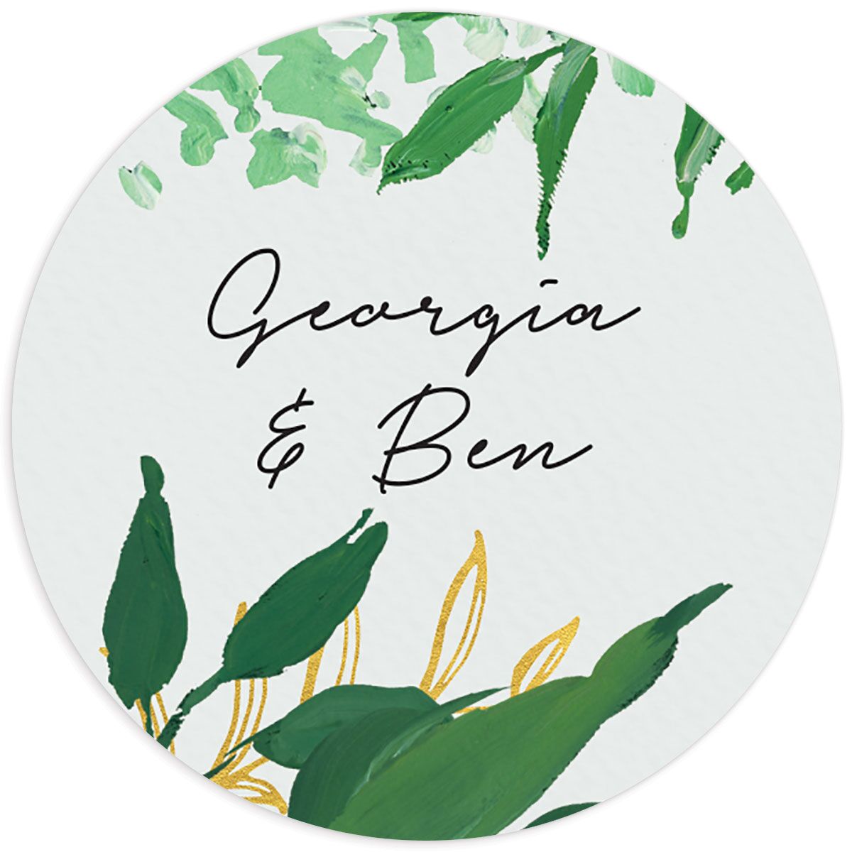 Vibrant Greenery Wedding Stickers front in Pure White