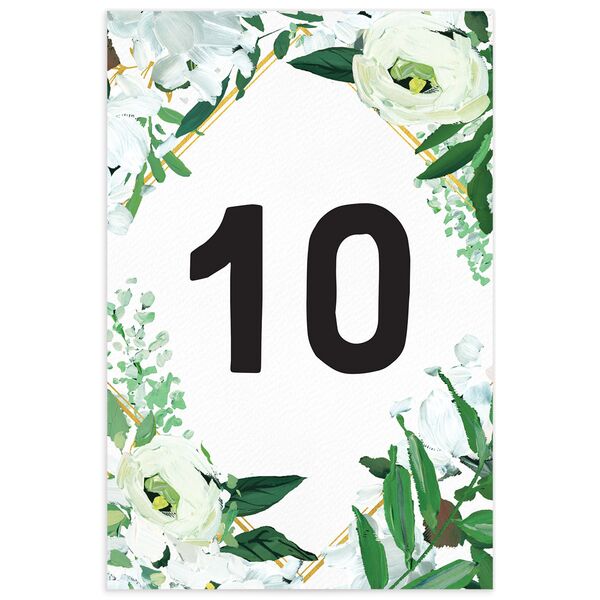 Vibrant Greenery Table Numbers front in Pure White