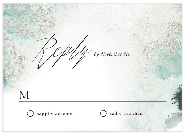 Ethereal Watercolor Wedding Response Cards front in Jewel Green