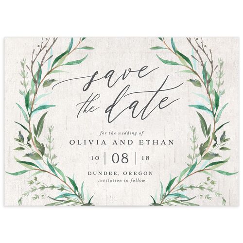 Rustic Laurel Save the Date Cards