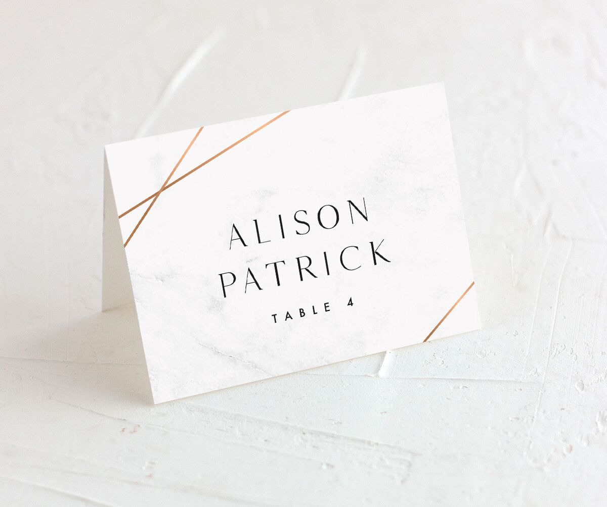 Minimal Marble Place Cards front in Silver