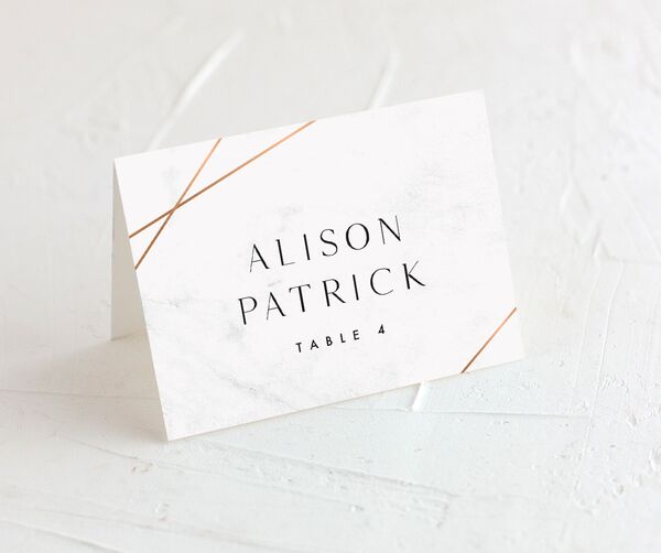 Minimal Marble Place Cards front in Silver