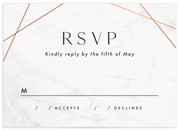 Minimal Marble Wedding Response Cards front in Silver