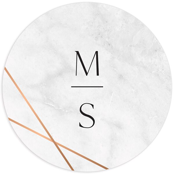 Minimal Marble Wedding Stickers front in Silver